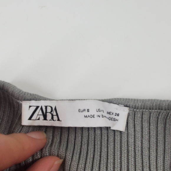Zara Gray Ribbed Long Sweater Dress - Picture 5 of 8
